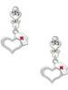 Silver Plated Open Heart with Nurse Hat - Filigree Heart Post Earrings
