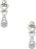 Silver Plated Mini Horseshoe with Clear Crystal - Filigree Heart Post Earrings