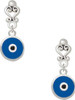 Silver Plated Blue Evil Eye Good Luck - Filigree Heart Post Earrings