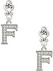 Silver Plated Crystal Initial - F - Filigree Heart Post Earrings