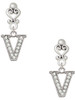 Silver Plated Crystal Initial - V - Filigree Heart Post Earrings