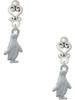 Silver Plated Penguin - Filigree Heart Post Earrings
