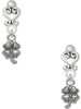 Silver Plated Mini Four Leaf Clover - Filigree Heart Post Earrings