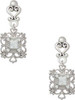 Silver Plated Square AB Crystal with Filigree - Filigree Heart Post Earrings