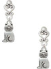 Silver Plated 2-D Smiling Cat - Filigree Heart Post Earrings