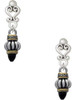 Two-tone Drop with Black Crystal - Filigree Heart Post Earrings