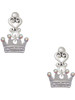 Silver Plated Crown with Crystals and Textured Bottom - Filigree Heart Post Earrings