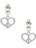 Silver Plated Heart Peace Sign - Filigree Heart Post Earrings