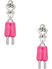 Silver Plated Strawberry 2-D Popsicle - Filigree Heart Post Earrings