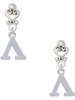 Silver Plated Large Greek Letter - Lambda - Filigree Heart Post Earrings