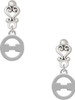 Silver Plated Large Greek Letter - Theta - Filigree Heart Post Earrings