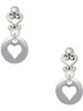 Silver Plated Pebble with Heart Cutout - Filigree Heart Post Earrings