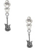 Silver Plated Rock Star Guitar - Filigree Heart Post Earrings