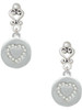 Silver Plated Disc with Crystal Heart - Filigree Heart Post Earrings