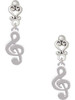 Silver Plated Rounded Clef - Filigree Heart Post Earrings