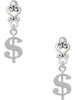 Silver Plated Rounded Dollar Sign - Filigree Heart Post Earrings