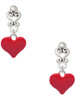 Silver Plated 3-D Red Puffy Heart - Filigree Heart Post Earrings