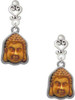 Silver-tone Resin Buddha Head in Frame - Filigree Heart Post Earrings