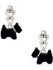 Silver Plated Black Scottie Dog - Filigree Heart Post Earrings