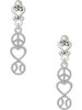 Silver Plated Peace - Heart - Softball - Filigree Heart Post Earrings