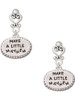 Silver Plated Make a Little Mayhem Oval - Filigree Heart Post Earrings