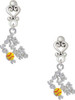 Silver Plated Hit the Sweet Spot with Yellow Softball - Filigree Heart Post Earrings