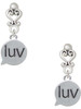 Silver Plated Text Chat - luv - Love - Filigree Heart Post Earrings