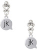 Silver Plated Text Chat - jk - Just Kidding - Filigree Heart Post Earrings