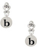 Silver Plated Disc Initial - b - Filigree Heart Post Earrings