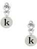 Silver Plated Disc Initial - k - Filigree Heart Post Earrings
