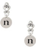 Silver Plated Disc Initial - n - Filigree Heart Post Earrings
