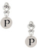 Silver Plated Disc Initial - p - Filigree Heart Post Earrings