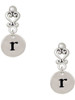 Silver Plated Disc Initial - r - Filigree Heart Post Earrings