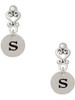 Silver Plated Disc Initial - s - Filigree Heart Post Earrings