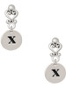 Silver Plated Disc Initial - x - Filigree Heart Post Earrings