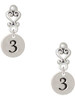 Silver Plated Disc Number - 3 - Filigree Heart Post Earrings