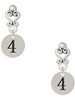 Silver Plated Disc Number - 4 - Filigree Heart Post Earrings
