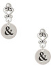 Silver Plated Disc - Symbol - Ampersand - & - Filigree Heart Post Earrings