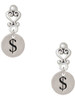 Silver Plated Disc - Symbol - Dollar Sign - $ - Filigree Heart Post Earrings
