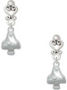 Silver Plated 3-D Mushroom with Clear Crystals - Filigree Heart Post Earrings