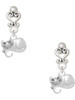 Silver Plated Curled Up Cat - Filigree Heart Post Earrings
