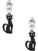 Tall Sitting Matte Black Cat - Filigree Heart Post Earrings