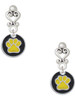 Silver Plated Yellow Paw on Black Disc - Filigree Heart Post Earrings