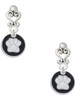 Silver Plated White Paw on Black Disc - Filigree Heart Post Earrings