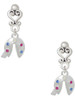 Silver Plated Multicolored Crystal Fortune Cookie - Filigree Heart Post Earrings