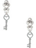 Silver Plated Open Heart Key - Filigree Heart Post Earrings