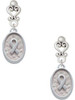 Silver Plated Awareness Ribbon - Oval Seal - Filigree Heart Post Earrings