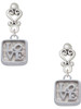 Silver Plated Love Square - Square Seal - Filigree Heart Post Earrings