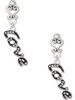 Silver Plated Crystal Script ''Love'' - Filigree Heart Post Earrings