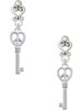 Silver Plated Open Peace Heart Key - Filigree Heart Post Earrings